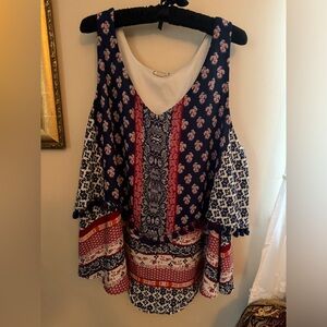 Eyeshadow Embroidered Boho Sheer Lined  tank top size 3X